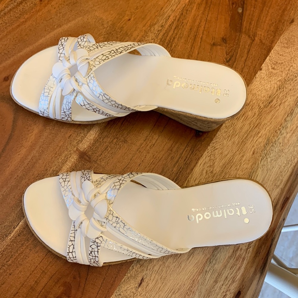 NWOT white and silver sandal.  Made in Italy!